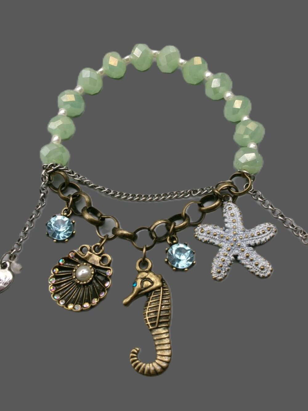 Betsey Johnson Stretch Charm Bracelet, Marine Starfish, SeaHorse, Star